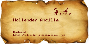 Hollender Ancilla névjegykártya